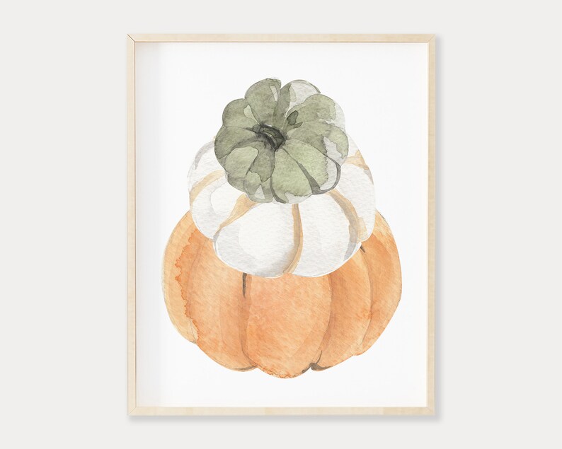 Watercolor Stacked Pumpkins Printable Wall Art, Gourd Art, Pumpkin Stack Digital Download, Autumn Decorations, Pumpkin Printable Wall Decor image 3