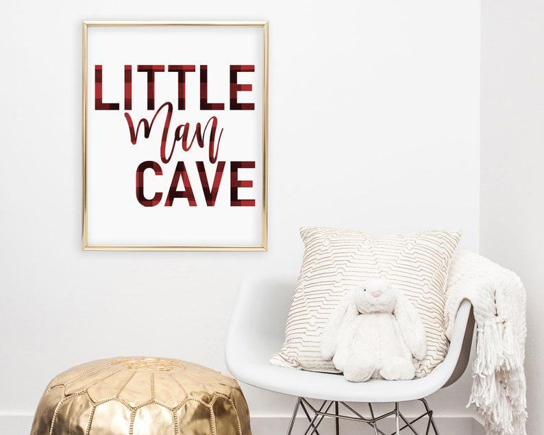 Little Man Cave Nursery Decor Lumberjack Printable Wall Art - Etsy