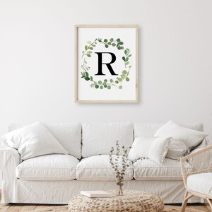 Watercolor Greenery Monogram Letter R Printable Wall Art, Letter Wall ...