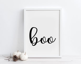 Boo Print, Halloween Printable Wall Art, Cute Kids Halloween Print, Simple Fun Halloween Party Sign, Minimalist Halloween Digital Download