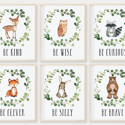 Woodland Animal Nursery Wall Art Forest Nursery Decor Forest Etsy
