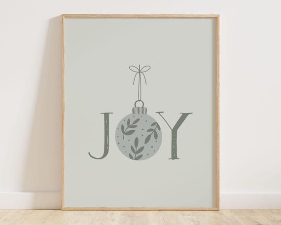 Sage Green Joy Printable Wall Art, Cute Kids Holiday Decorations, Boys  Minimal Scandi Christmas Decor, Modern Fun Xmas Downloadable Prints