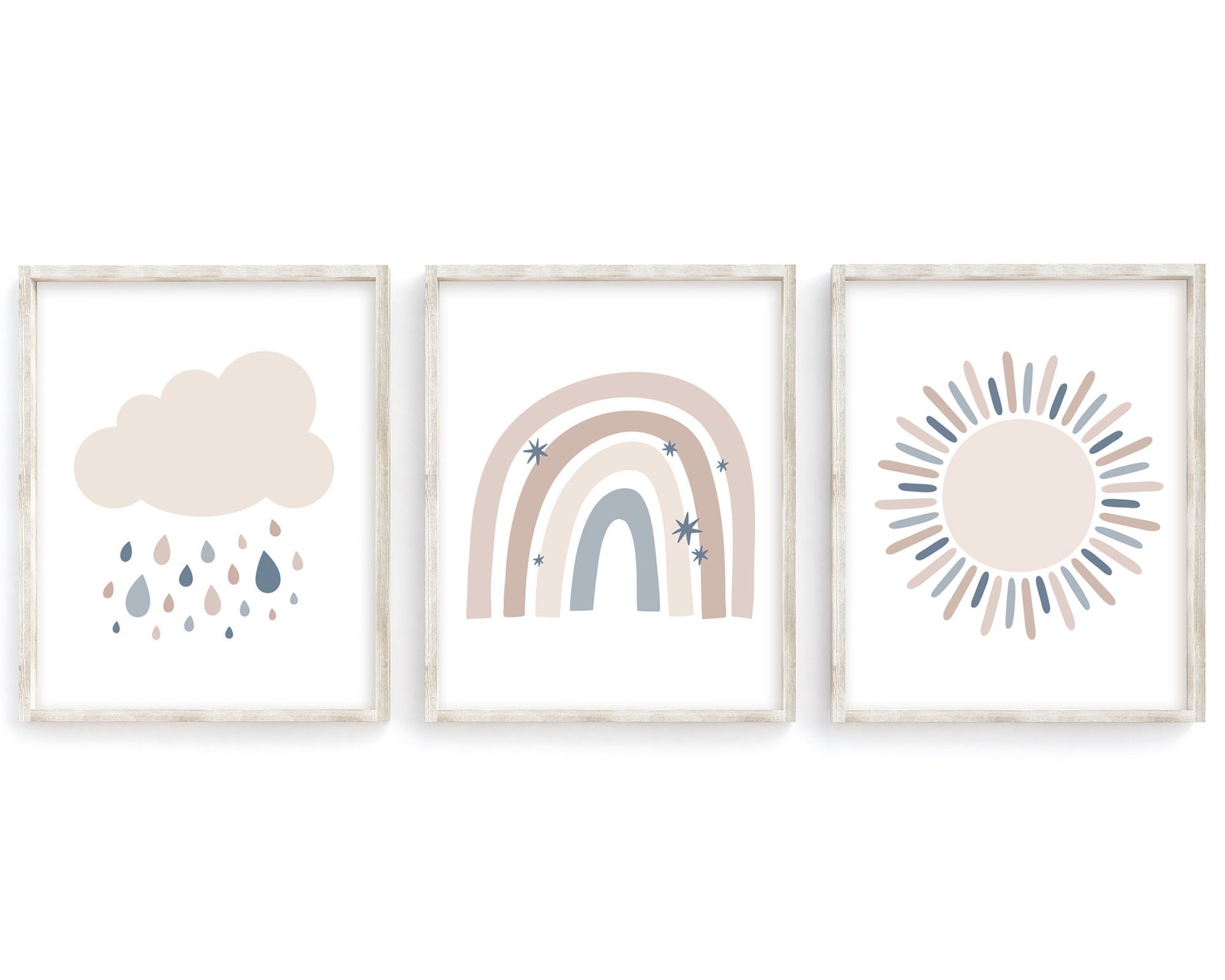 Neutral Rainbow Wall Art Set of 3 Printable Wall Art Boho Etsy