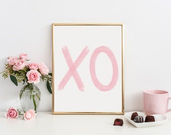 XO Printable Wall Art, Hugs and Kisses Valentine Printable Kids Room Decor, X O Wall Art, Valentines Day Decor, Digital Downloadable Prints