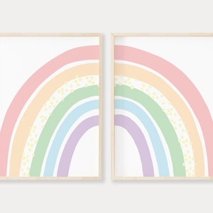 Pastel Rainbow Wall Art Set of 2 Prints, Printable Wall Art, Boho ...