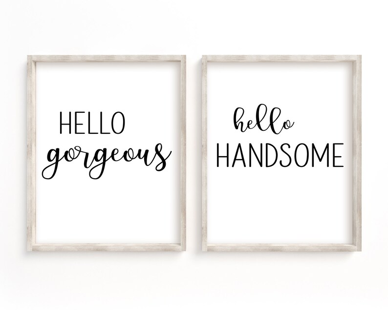 Hello Hello Handsome Printable Wall Art Black and Etsy