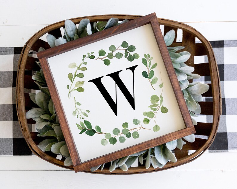 SQUARE Letter W Printable Wall Art Watercolor Greenery Letter - Etsy