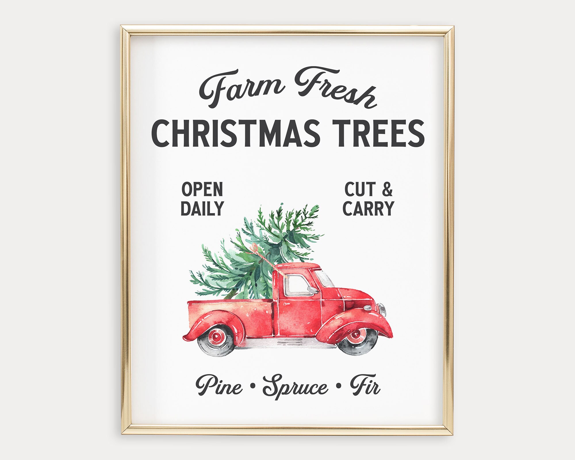 Farm Fresh Christmas Tree Sign Printable Wall Art | Etsy