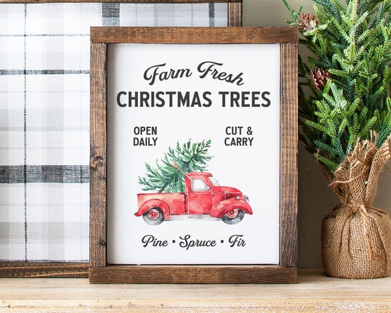 Farm Fresh Christmas Tree Sign Printable Wall Art | Etsy