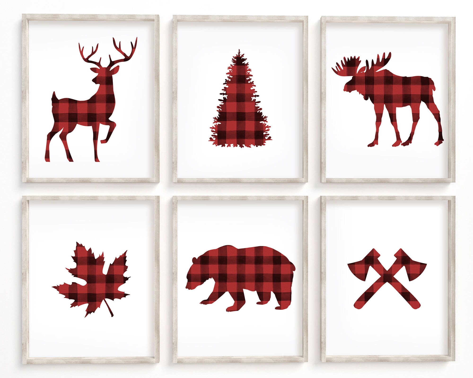 Buffalo Plaid Nursery Decor Printable Wall Art Set of 6 Etsy