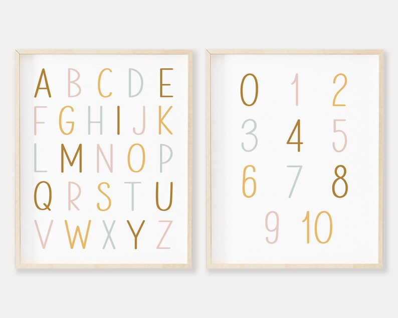 ABC Wall Art Set of 2 Prints Alphabet Printable Wall Art - Etsy
