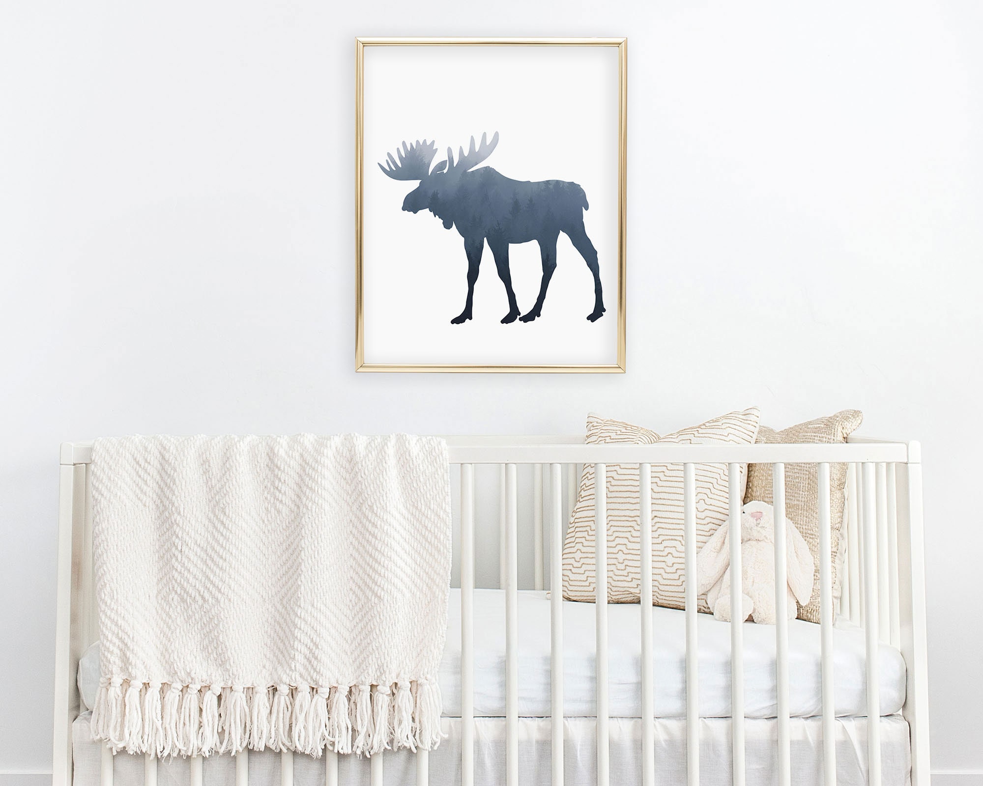 Moose Printable Wall Art Forest Nursery Decor Baby Boy Etsy