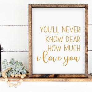 Senfgelb, Sie werden nie lieben, wie viel ich dich liebe, Wandkunst, Spielzimmer Digital Kinderzimmer Dekor, Herunterladbare Kinderzimmer Zitat