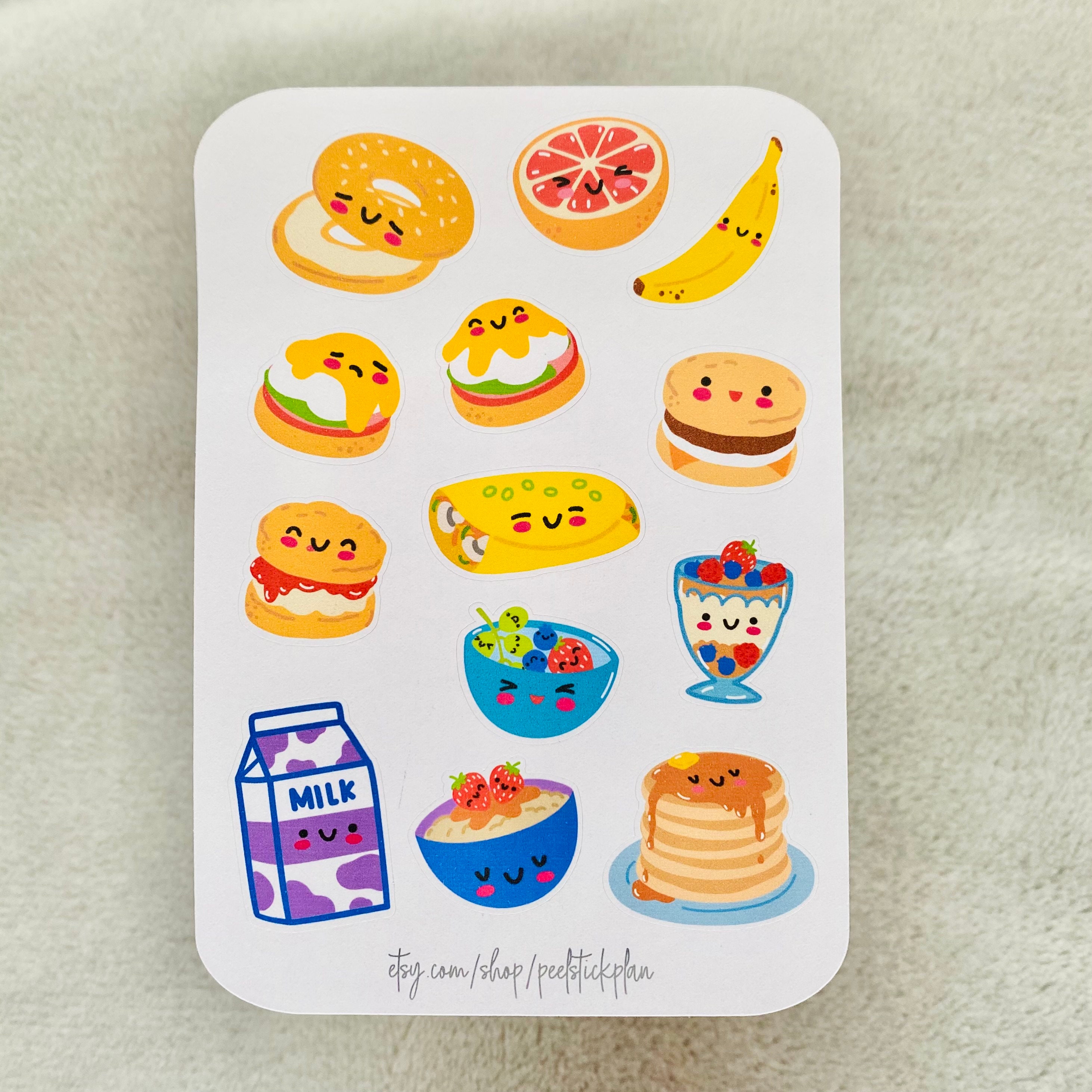 Kawaii Breakfast Stickers Journal Stickers Kawaii Waffles - Etsy