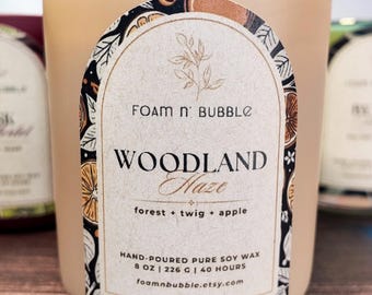 Woodland Haze Soy Wax Candle: Forest, Twig, Apple - 8oz