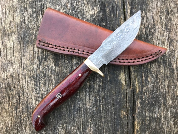 Antique Design Damascus 3.9 blade Skinning Hunting Knife W brass