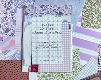 Paars plakboekpapier | 20 vellen in verschillende formaten | Collageset, benodigdheden voor tijdschriften, grabbelton