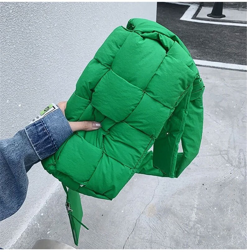 Green Puffer Bag Nylon Shoulder Bag Clutch Bag Crossbody Etsy