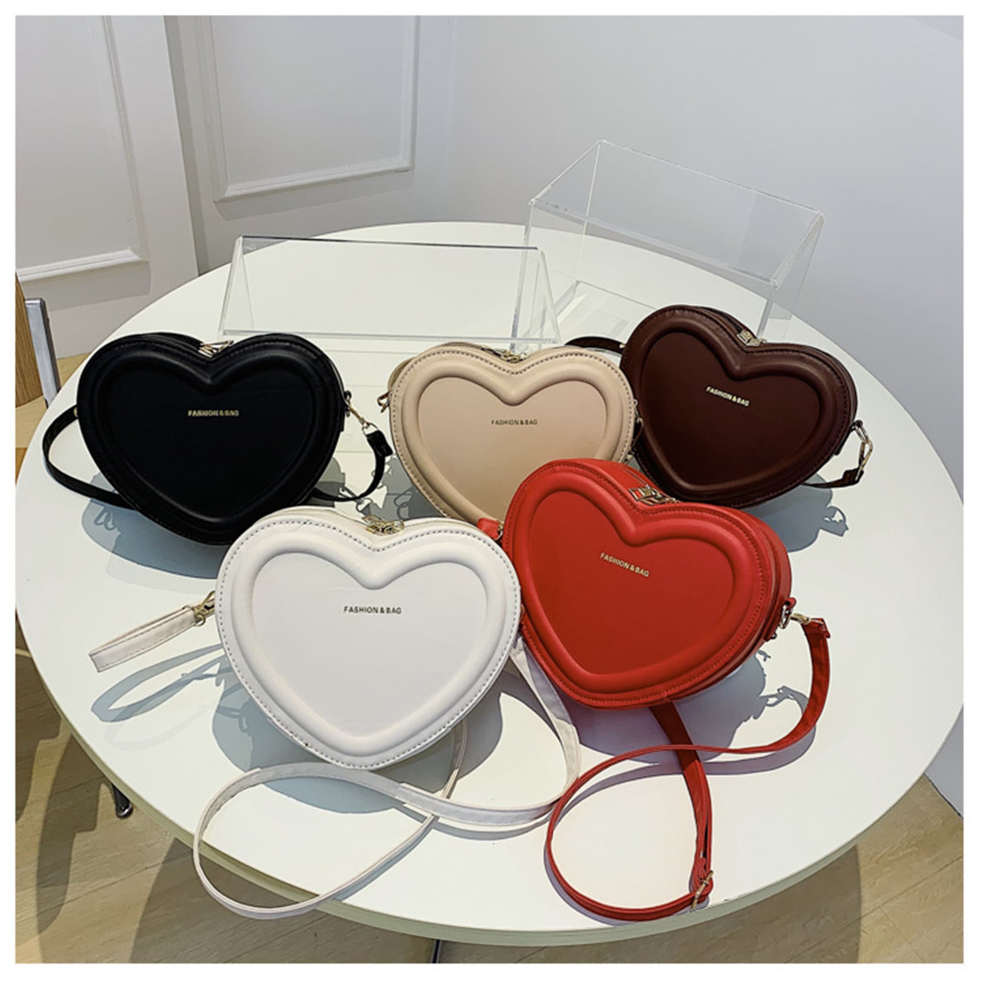 Asge Women Red Heart Purse Cute Black Heart Shaped Crossbody Bag Mini  Ladies Chain Clutch Shoulder Handbags 