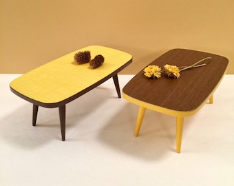 One 1/6 Scale COFFEE TABLE (only), Mid Century Modern Miniature for Action Figure Doll or Barbie Diorama (2 color combos w painted bottoms)