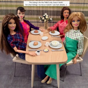 1/6 Scale Dining or Conference TABLE (only) Mid Century Mini for Action Figure Doll Barbie Diorama (Choice of 2 woods or white laminate top)