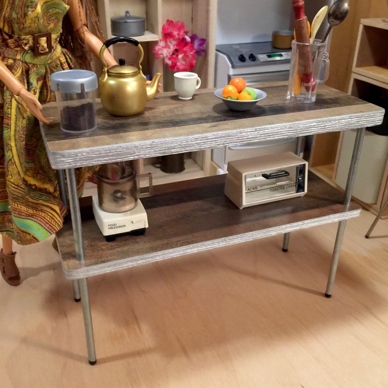1/6 Scale Kitchen ISLAND w Shelf Industrial Loft Mid Century | Etsy