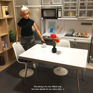1/6 Scale Dining TABLE only, WHITE Retro Mid Century Modern Mini for ...