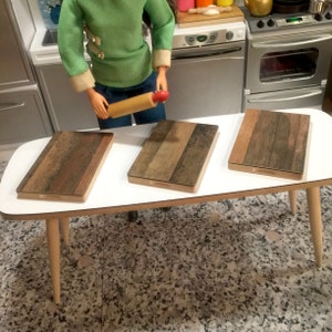 1/6 Scale CUTTING BOARD, Dark Wood Baking Cheese Board, Kitchen Accessory Mini for Action Figure Doll or Barbie Diorama (in 6 variations)