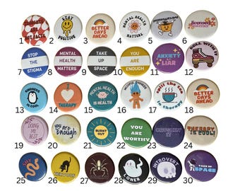 Build Your Own Pinback Button Pack: Mental Health, Therapy, Counseling, Psychologist (1.25" Buttons)