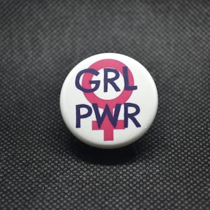 grl pwr button, grl pwr feminist pin, girl power pin, venus symbol, feminist button, support women, feminist gift, support women, pro woman
