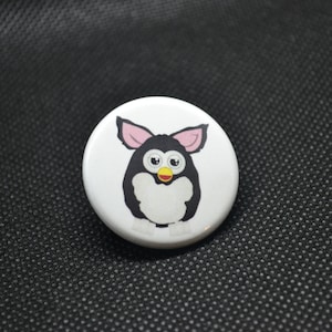 furby button, furby pin, furby stocking stuffer, furbies, furby baby, millennial kid button, millennial stocking stuffer, millennial gift