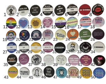 UPDATED build your own button pack, custom pinback button, custom button set, black lives matter, feminist, pro choice, lgbtq, pro science