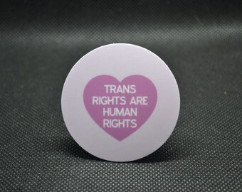 Trans Rights Are Human Rights Sticker - Pink Heart Vinyl (2x2)
