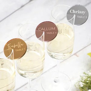 Étiquettes acryliques personnalisées pour mariage, marque-places avec numéros de table Étiquettes pour nom, marqueurs de verre, set de table