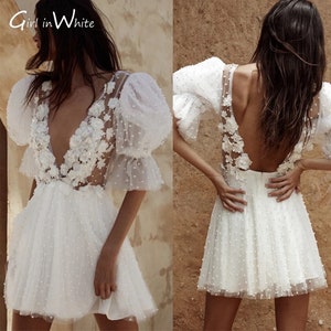 Custom Short Wedding Floral Dresses Size-Inclusive Pinterest Dupe Cheap Under 500 Long Sleeves