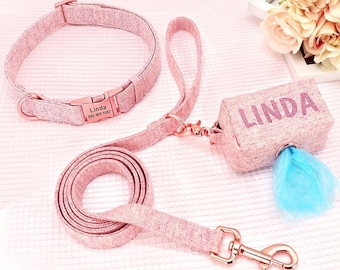 Personalisiertes Hundehalsband und Leine Set