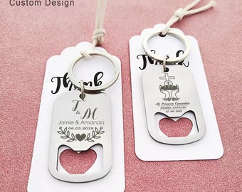 70pc 50pc 20pc Personalized Wedding Party Favors Custom Keychain Bottle Opener Souvenir Key Holder Wedding Gift For Guests