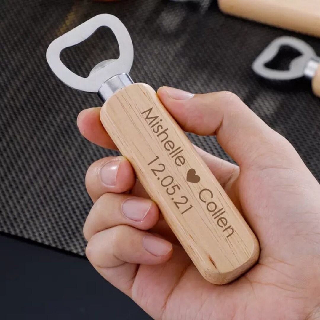 200pc-20pc Personalized Wedding Favor Bottle Opener Wooden Magnetic ...