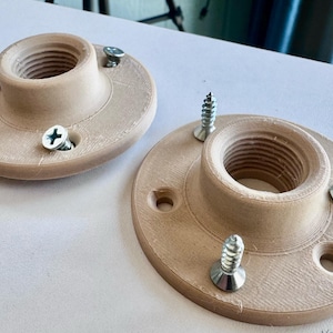 2x Pipe Flange half inch 1/2 in. 3d Printed fits threaded pipe - Metal / PVC - 3 tapered screw holes - includes 6 screws Free ship USA only