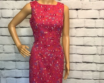 Vintage 90s Y2K Pink Geometric Sheath Dress
