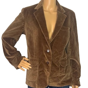 Vintage 70s 80s Brown Velvet Two Button Closure Blazer