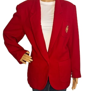 Vintage 80s 90s Pendleton Red Wool Blazer with Crest XL