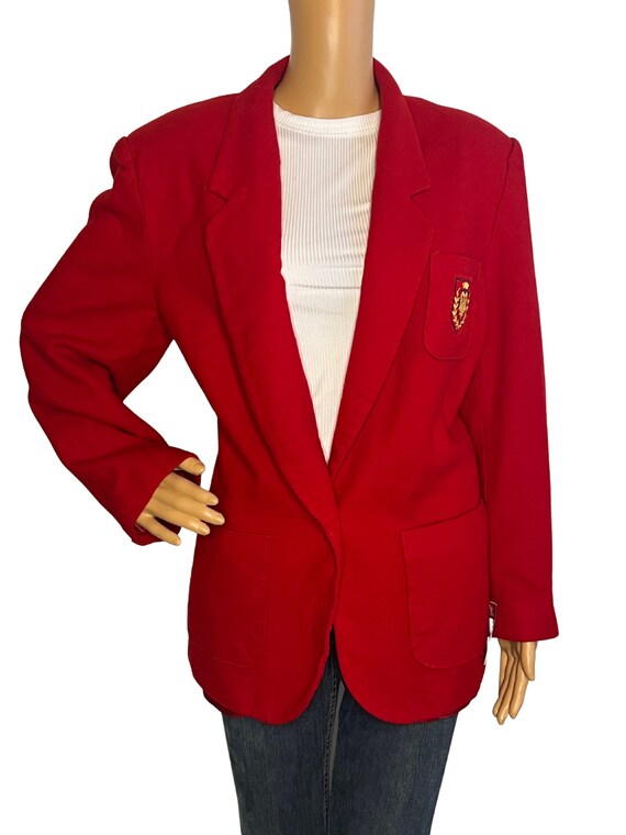 Vintage 80s 90s Pendleton Red Wool Blazer with Cre