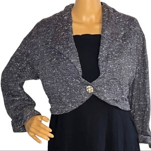 Vintage 40s Gray White Textured Cropped Jacket Bolero, 1940s Women&#39;s Fashion, 1940&#39;s Bolero, 1940&#39;s Jacket, Vintage 1940s Fashion