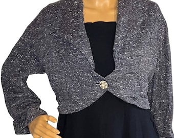 Vintage 40s Gray White Textured Cropped Jacket Bolero, 1940s Women&#39;s Fashion, 1940&#39;s Bolero, 1940&#39;s Jacket, Vintage 1940s Fashion