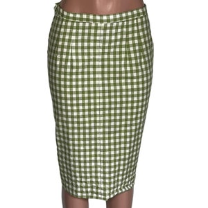 Vintage 50s Handmade Check Plaid Pencil Skirt/ Imperfect Vintage Skirt/ Handmade Vintage Skirt/ 40s Skirt/ 50s Skirt image 1