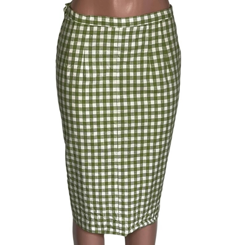 Vintage 50s Handmade Check Plaid Pencil Skirt/ Imperfect Vintage Skirt/ Handmade Vintage Skirt/ 40s Skirt/ 50s Skirt image 1