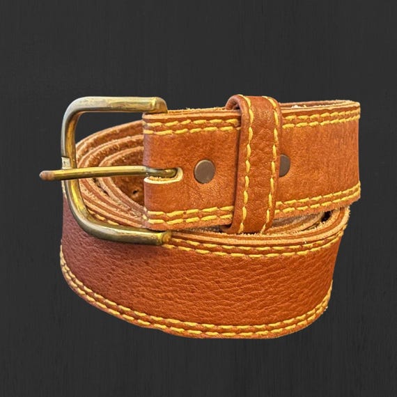 Vintage 40-100 Natural Grained Steerhide Leather Belt 36-40  display picture 1