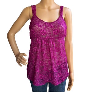 Vintage Y2K Magenta Pink Lace Baby Doll Top