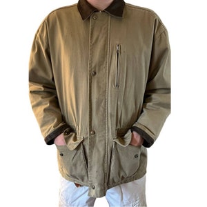 Vintage 90s Men’s Canvas & Leather Barn Neutral Jacket Size Large